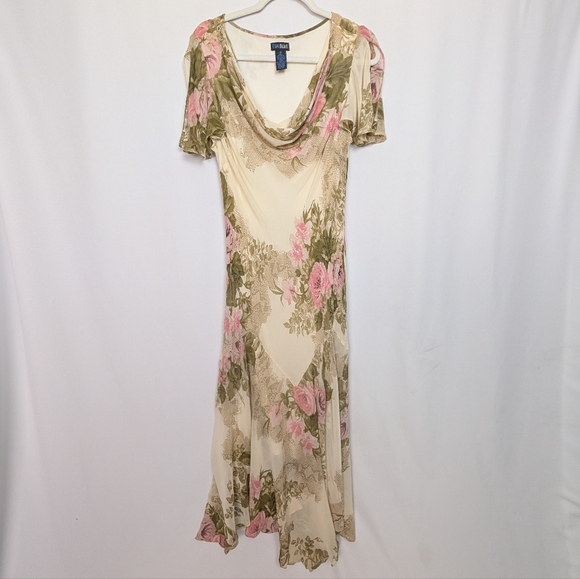 Eva Blue Dresses & Skirts - Eva Blue Y2K Floral Chiffon Maxi Dress Beaded Romantic